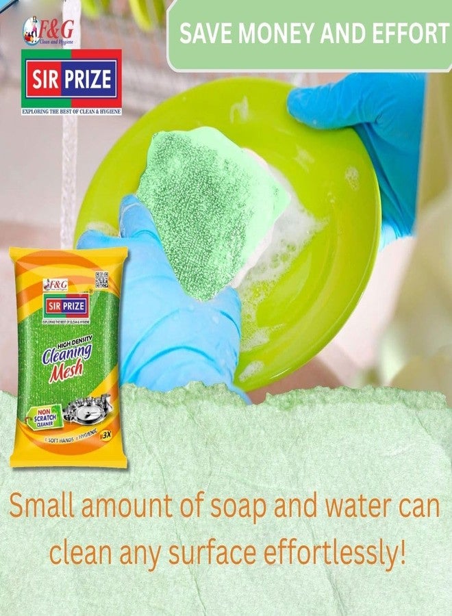 Sir Prize Cleaning mesh Scrub - Foam/Sponge Scratch Proof Scrubber with with Stain Splitter net for All Utensils Type Dish Washing and Heavy and Oily Stains Cleaning - Pack of 5 - Image 5